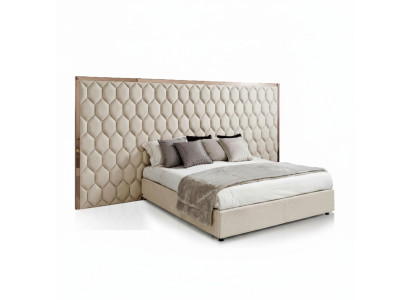Großes Beiges Doppelbett Designer Bett Bettgestell Mit Kopfteil Möbel