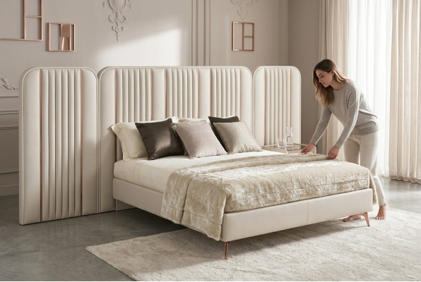 Kingsize Bett Doppelbett Schlafzimmer Möbel Großes Kopfteil Holzgestell