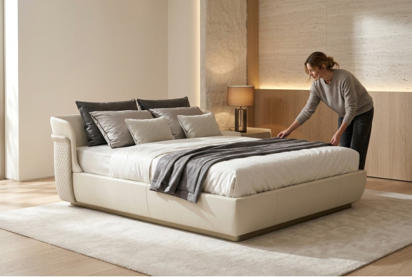 Designer Weißes Doppelbett Schlafzimmer Möbel Große Familienbetten Bett