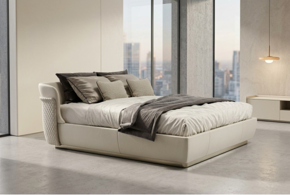 Designer Weißes Doppelbett Schlafzimmer Möbel Große Familienbetten Bett