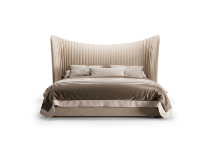 Beiges Doppelbett Designer Holz Betten Bettgestelle Schlafzimmer Möbel Bett
