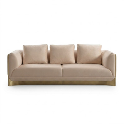 Sofa 3 Sitzer Sofas Wohnzimmer Luxus Stil Modern beige Couch Möbel