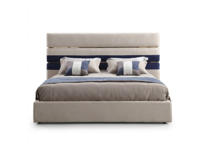Modernes Designer Doppelbett mit Holz Rahmen Stilvolles Bett New in Beige