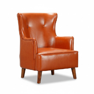Orange Sessel Einsitzer Wohnzimmer Luxus Kunstleder Polstermöbel Neu