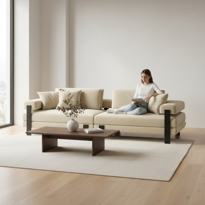 Designer Sofa 2 Sitzer Modern Couch Polster Beige Sofas Designsofa Neu