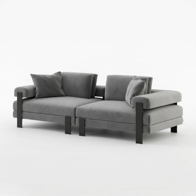 Luxus 2 Sitzer Couch Italienischer Stil Sofa Polyester Grau Wohnzimmer