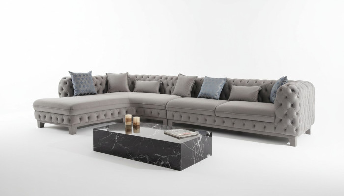 Ecksofa L-Form Couch Chesterfield Design Modern Sofa Stoff Textil Neu