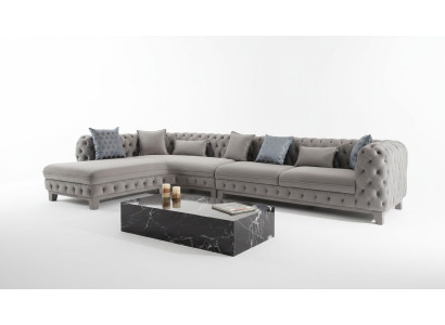 Ecksofa L-Form Couch Chesterfield Design Modern Sofa Stoff Textil Neu