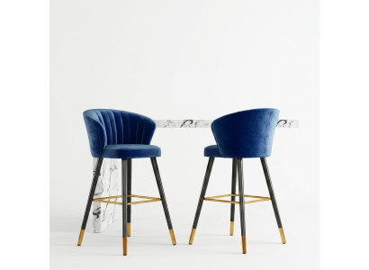Barhocker Barstuhl Blau Samt Design Barstühle Bar Hocker Stühle Neu