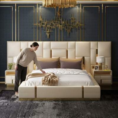 Luxus Schlafzimmer Bett Polster Design Luxus Doppel Hotel Betten Neu