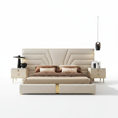 Schlafzimmer Modern Holz Textil Betten Bett Polsterbett Luxus Doppel