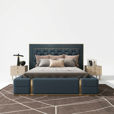 Modern Betten Luxus Schlaf Zimmer Neu Bett Design Luxus Blau Doppelbet