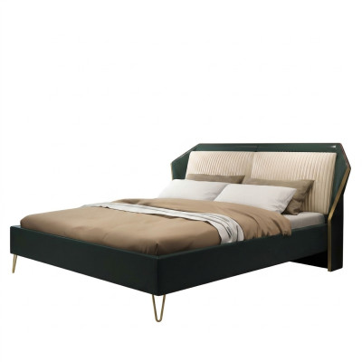 Luxus Textil Bett Doppel Design Schlafzimmer Betten Metall Grün Neu