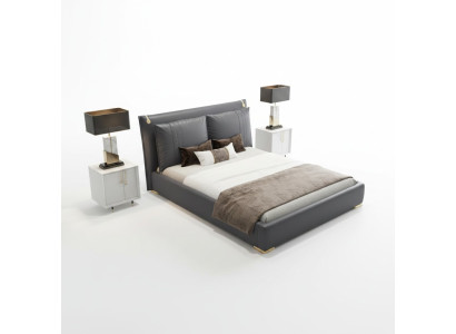 Luxus Bett Betten Modern Doppelbett Grau Bettrahmen Schlafzimmer Neu