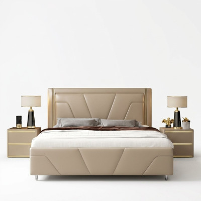 Schlafzimmer Bett Polster Design Möbel Luxus Doppel Beige Betten Modern