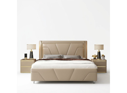 Schlafzimmer Bett Polster Design Möbel Luxus Doppel Beige Betten Modern