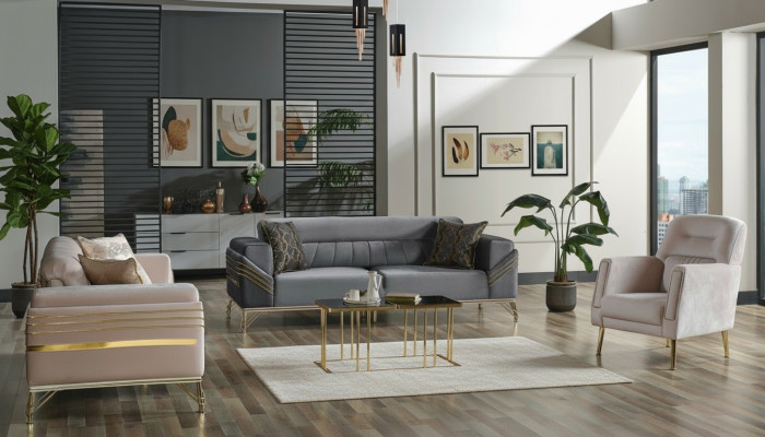 Exklusives Sofagarnitur set 3+3+1 3tlg 2x Sofa Sessel Relax Luxuriöses set