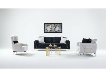 Design Wohnzimmer Set Sofagarnitur 3+3+1 Wohnzimmer Möbel Garnituren Samt