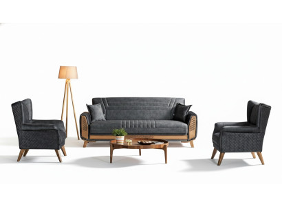 Design Modernes Wohnzimmer Set Sofagarnitur 3+3+1 Grau Wohnzimmer Möbelset