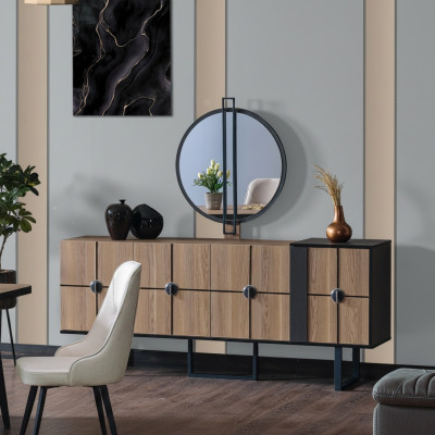 Sideboard Anrichte mit Spiegel Luxus Garnitur Kommode Holz Kommoden 193cm