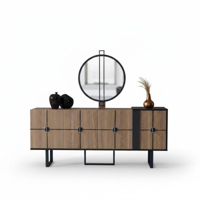 Sideboard Anrichte mit Spiegel Luxus Garnitur Kommode Holz Kommoden 193cm