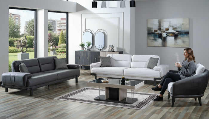 Sofagarnitur 3+3+1 Sitzer Textil Modern Komplett Sessel Sofa 3 Sitzer Luxus