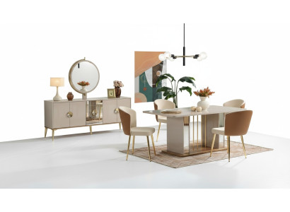 Luxuriöse Esszimmer Set Esstisch + 6x Stühle + Anrichte Essgruppen Neu 8 tlg