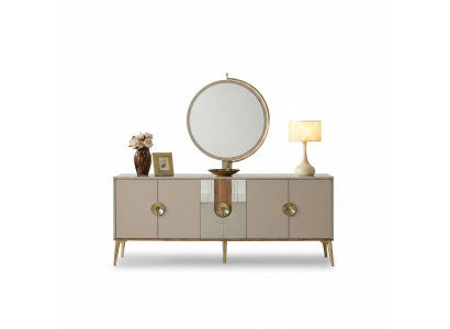 Anrichte Schrank Braun Hochglanz Möbel Holz Luxus Kommode Sideboard