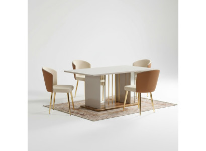 Esszimmer set Modern Esstisch + 6x Stühle Tisch Holz Polsterstuhl 7tlg