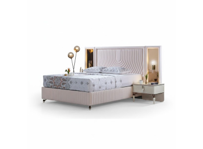 Luxus Schlafzimmer Set Bett + 2x Nachttische Holz Komplettes Modern 