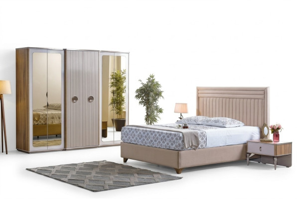 Modern Schlafzimmer Set Bett 2x Nachttische Schrank Neu Luxus