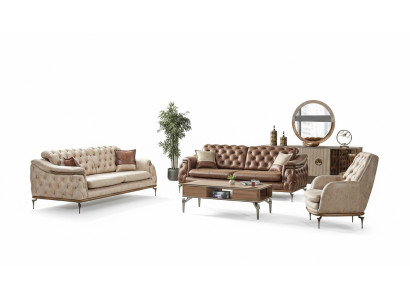 Sofagarnitur 3+3+1 Sitzer Chesterfield Modern Stil Garnitur Set 3tlg. Sofa Relax Neu