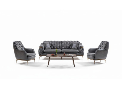 Stilvolles Chesterfield Wohnzimmer Set Sofagarnitur 3+1+1 sitzer Couch