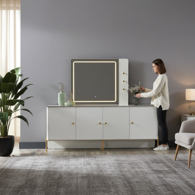 Sideboard Anrichte Luxus Garnitur Kommode Holz Kommoden Modern