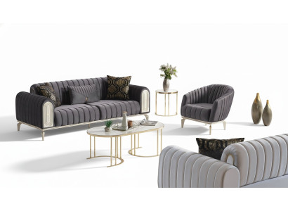 Sofagarnitur 3+1 Sitzer Sessel Garnitur Modern Relax Sessel Möbel Grau