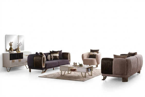 Prestigeträchtige 3+3+1 Wohnzimmer Garnitur Wohnzimmer set zwei Sofas und sessel Neu