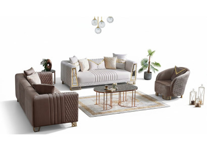 Premium Möbel Wohnzimmer set 3+3+1 Sitzplätzen Sofagarnitur 2x Sofas Sessel