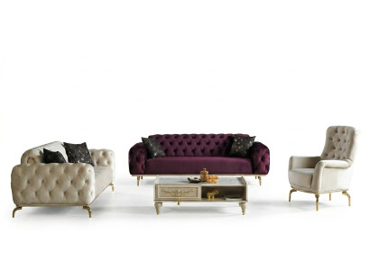 Sofagarnitur 3+3+1 Sitzer Chesterfield Modern Stil Garnitur Set 3tlg. Sofa Relax