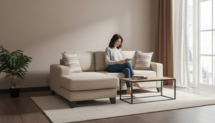 Ecksofa L-Form Textil Eckcouch Sofa Polster Premium Couch Möbel Sofas Couchen