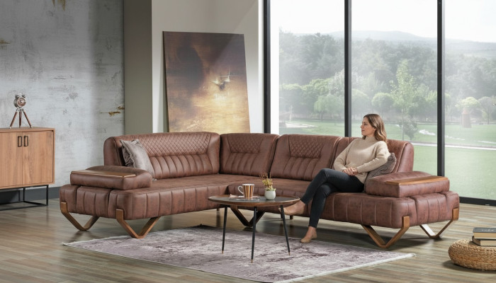 Ecksofa Wohnlandschaft Farbe Braun L-Form Sofa Neu Wohnzimmer Ecksofa Luxus Neu