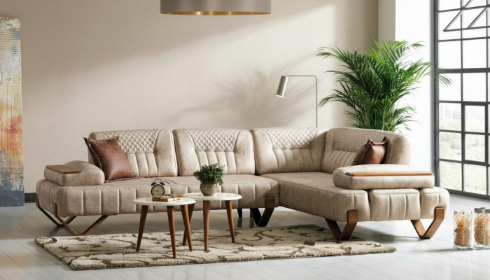 Ecksofa Wohnlandschaft Farbe Beige L-Form Sofa Neu Wohnzimmer Ecksofa Luxus Neu