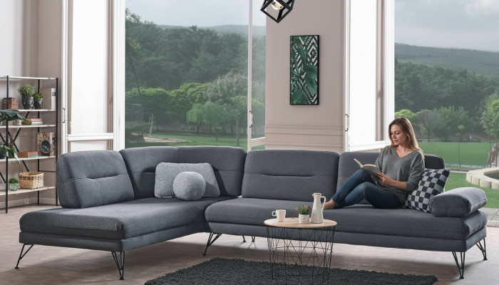 Ecksofa L-Form Textil Eckcouch Sofa Polster Premium Couch L Form Modern