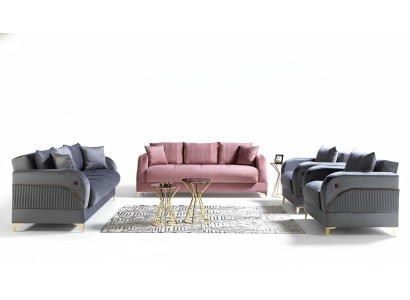 Sofagarnitur 3+3+1+1 Sitzer Textil Modern Komplett Sessel Sofa 3 Sitzer Luxus