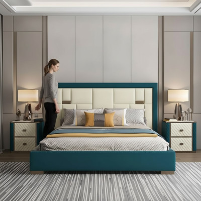 Luxus Schlafzimmer Bett Polster Design 180x200cm Doppel Hotel Betten Neu
