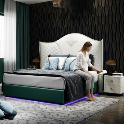 Design Luxus Doppel Hotel Bett Schlafzimmer Modern Holz Möbel Polster