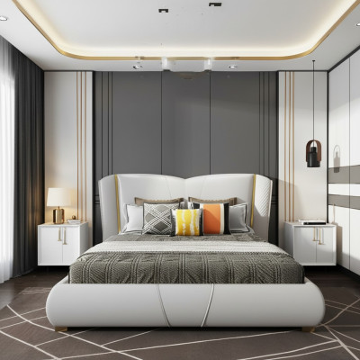 Bett Polster Design Luxus Doppel Hotel Betten Schlaf Zimmer Holz Möbel