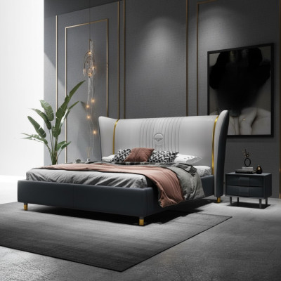 Luxus Bett Holz Polsterbett Schlafzimmer 180x200cm Doppelbett Hotel Neu