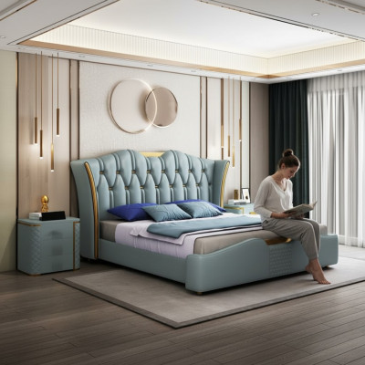 Bett Betten Doppel Hotel Luxus Edelstahl Moderne Designer Schlafzimmer