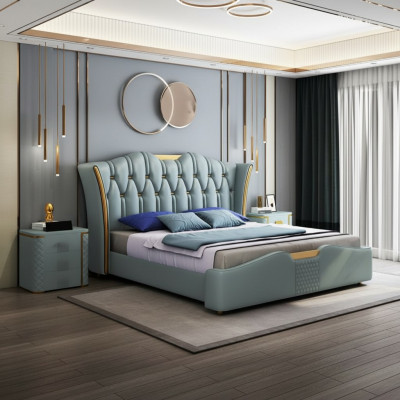 Bett Betten Doppel Hotel Luxus Edelstahl Moderne Designer Schlafzimmer