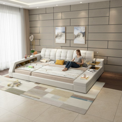 Design Bett Hotel Doppel Ablage Regal 180x200 Multifunktions Bett Luxus